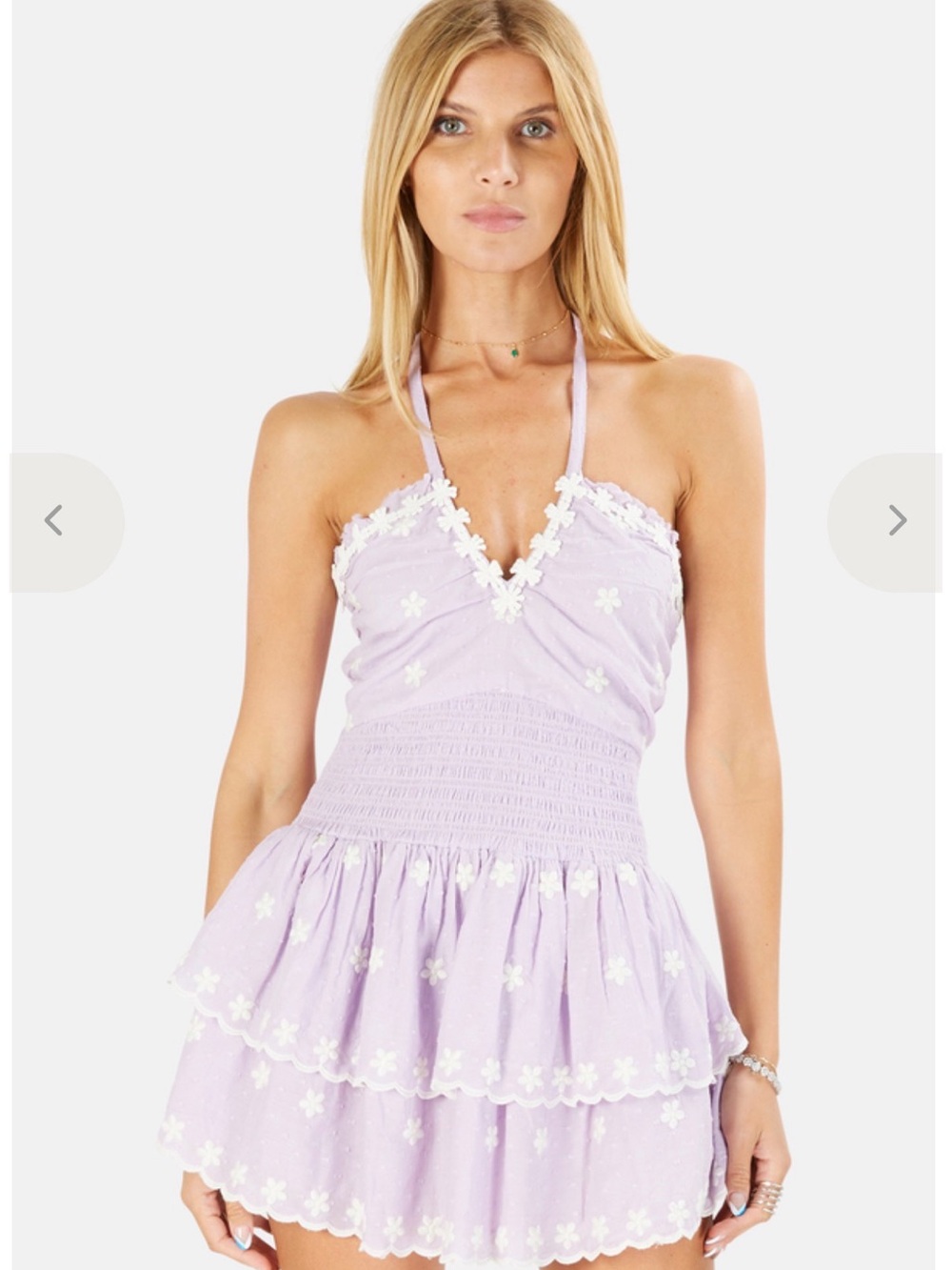 LoveShackFancy Lilac Eyelet Halter Floral Dress